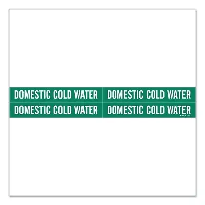 Brady 87701 Self-Sticking Vinyl Pipe Marker Domestic Cold Water Green Vinyl 1.125 inches W 7 inches L