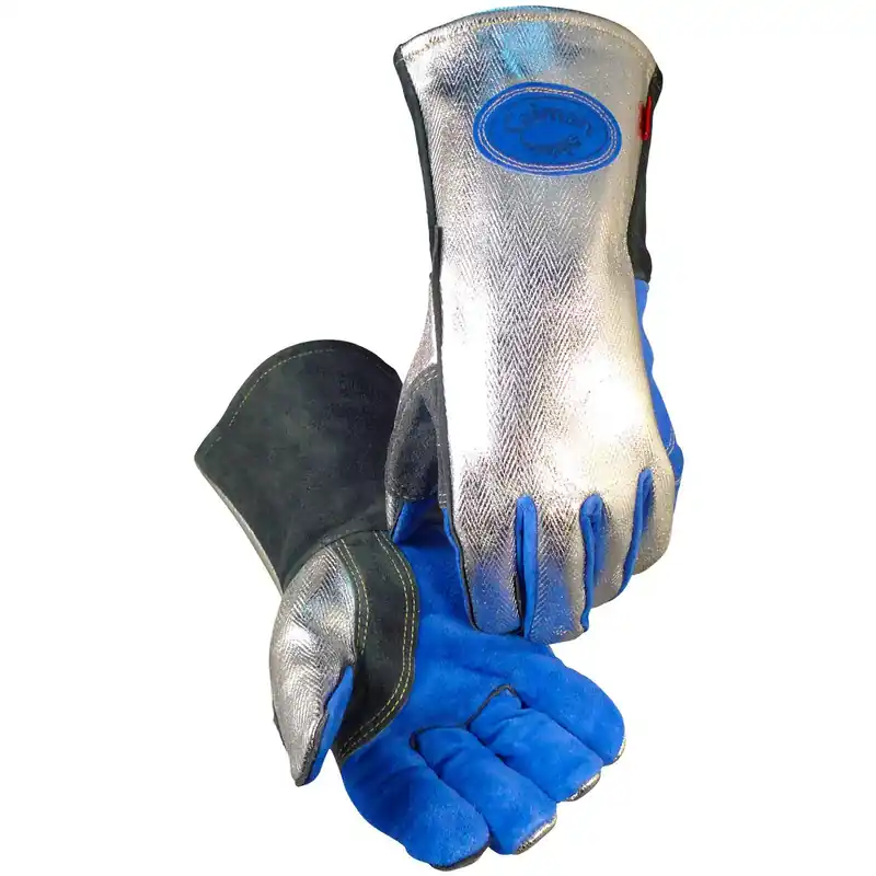 Caiman 1524 Premium Split Cowhide MIG/Stick Welding Gloves, Aluminized Rayon Back, Wool Lining