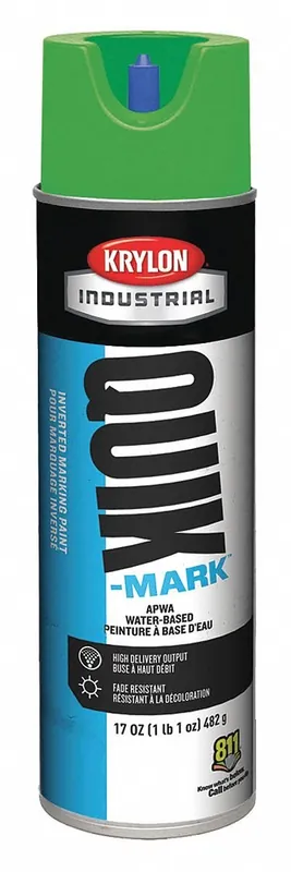 Krylon A03904004 Quik-Mark APWA Water-Based Inverted Marking Paint, 12oz Aerosol, Green
