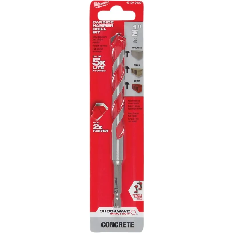 Milwaukee 48-20-9030 Shockwave 1/2 In. x 6 In. Carbide Masonry Drill Bit