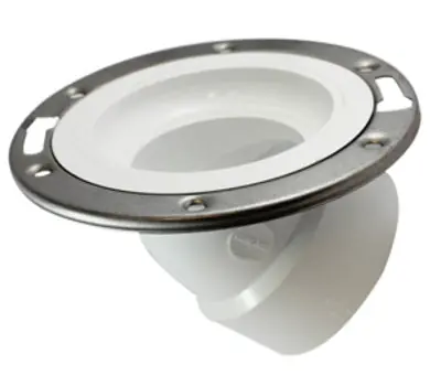 SK0387463-US20260702-105043-0 Canplas 213628WSS 3 x 4 in. PVC Discharge Closet Flange with Stainless Steel Ring - Image 1