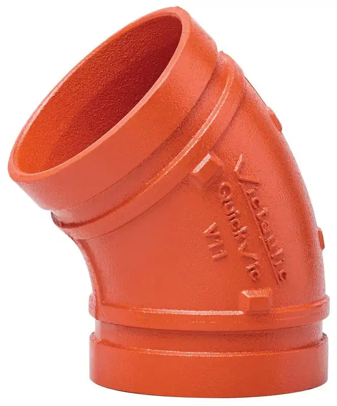 Victaulic F024V11P00 QuickVic 2-1/2 Inch Grooved Ductile Iron 45 Degree Elbow