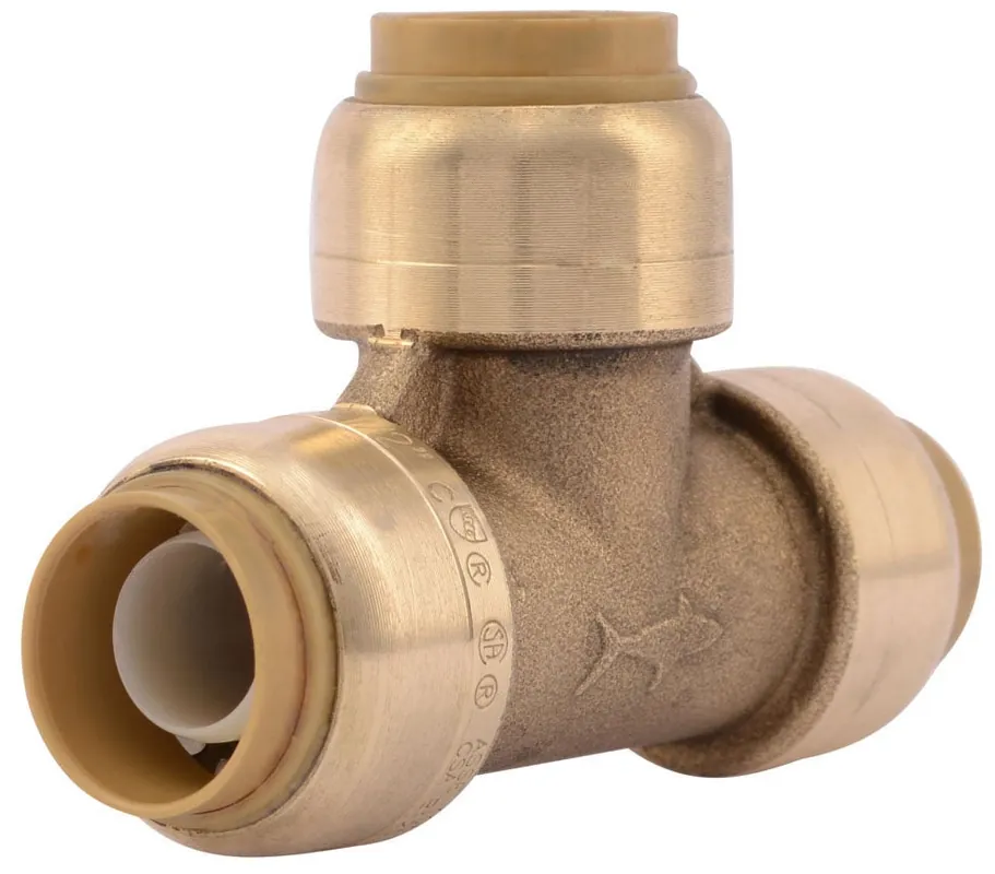 SharkBite U362LF 1/2 x 1/2 x 1/2 Tee Push-Fit x Push-Fit x Push-Fit Brass Lead-Free