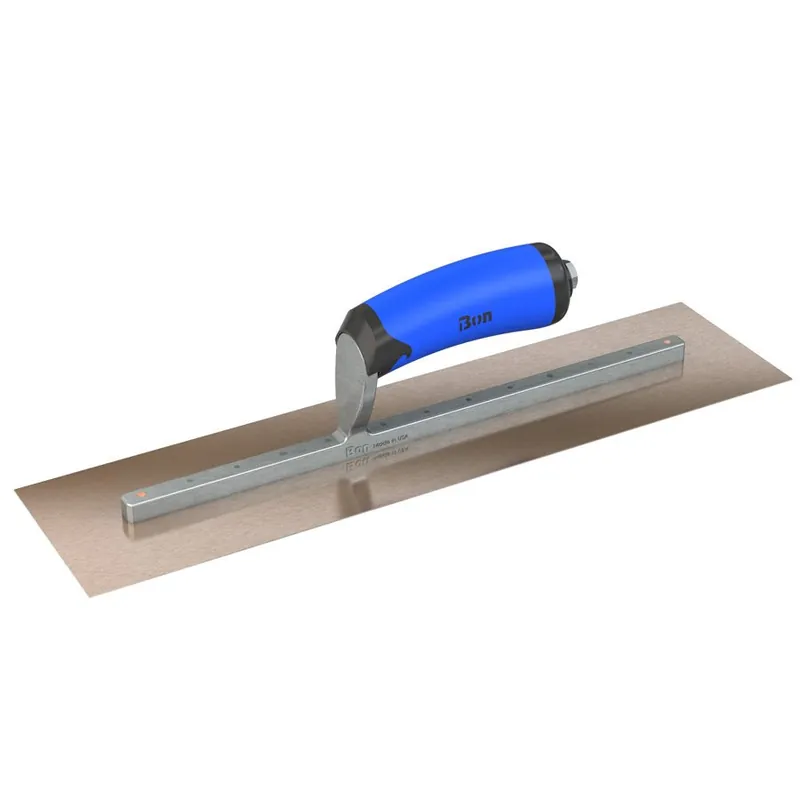 Bon Steel City 66-310 Razor Stainless Steel Finishing Trowel - Square End - 14 x 4.5 - Camel Back Wood Handle