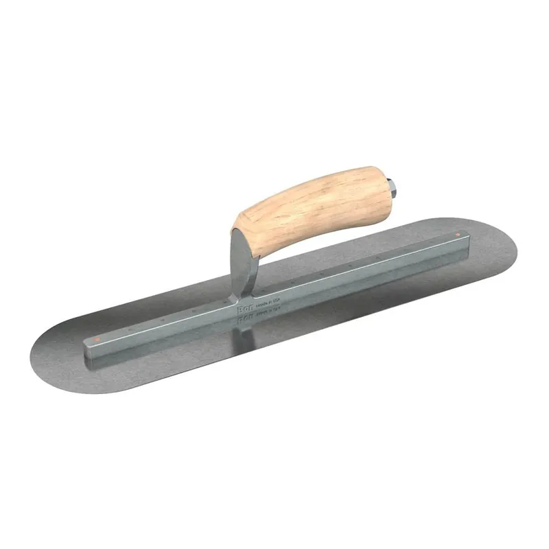 Bon Steel City 66-198 Carbon Steel Finishing Trowel 20 x 4 Round End With Camel Back Wood Handle