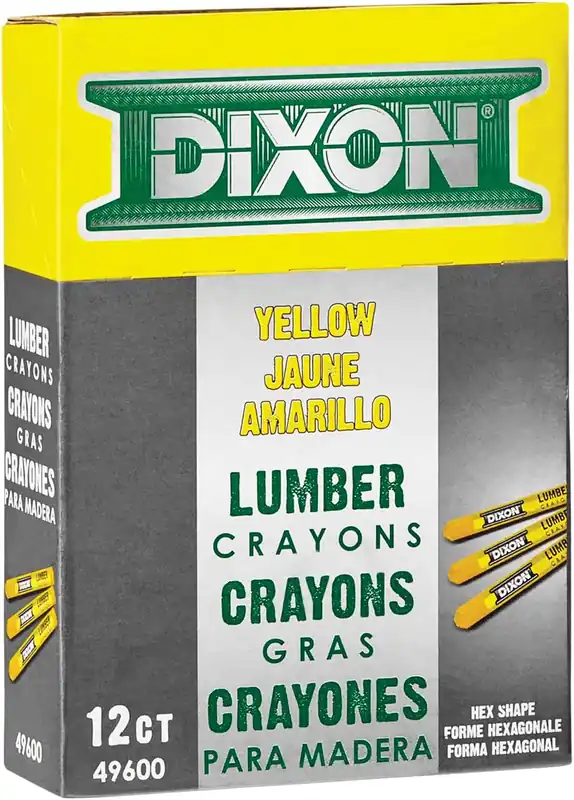 SK0390104-US20260702-105043-0 Dixon 14-254 Industrial Lumber Marking Crayons 4.5 x 1/2 Hex Yellow 12-Pack (X49600) - Image 1