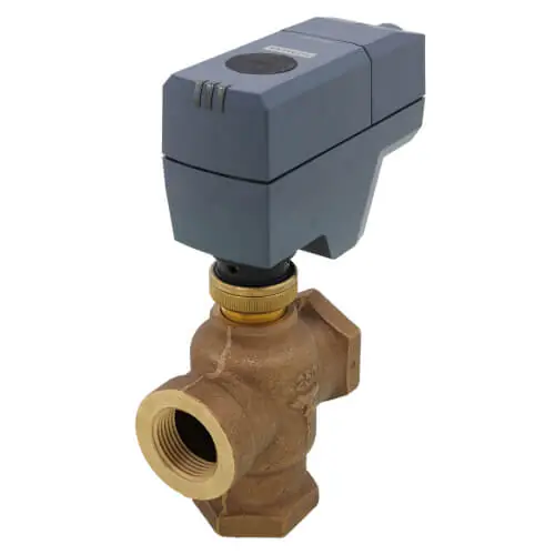 Siemens 261-02071 1 Inch NPT Powermite MT Series 3-Way Mixing Normally Open Valve Actuator Assembly 24Vac 10.0 Cv