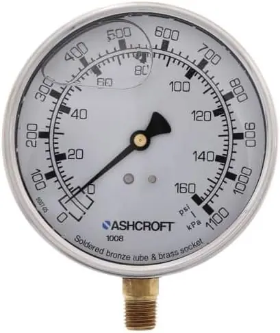SK0395002-US20260702-105043-0 ASHCROFT 1001008AL02L-0/160 4 Inch Liquid Filled Pressure Gauge 0/160 PSI - Image 1